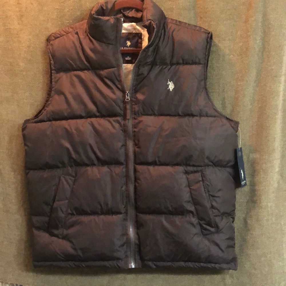 NWT US Polo Assn. Puffer vest, brown, size M